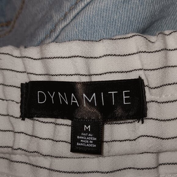 Dynamite White Pinstripe Pleated Pants - Size M - Picture 3 of 3